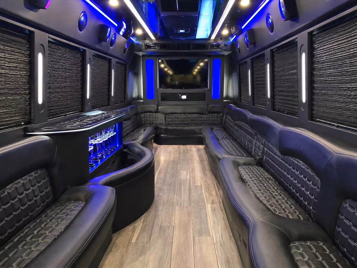20 passenger party bus interior