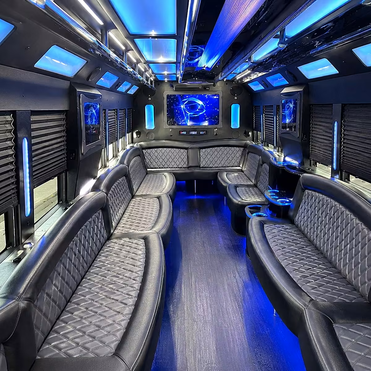50 passenger party bus inside
